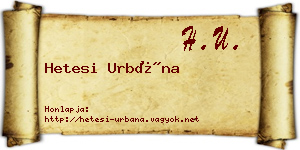 Hetesi Urbána névjegykártya